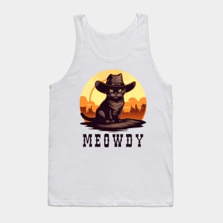 Funny Cat Cowboy Cowgirl Meow Howdy Meowdy Tank Top